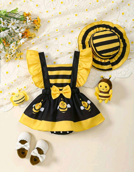 Conjunto vestibody más sombrerito, abejita