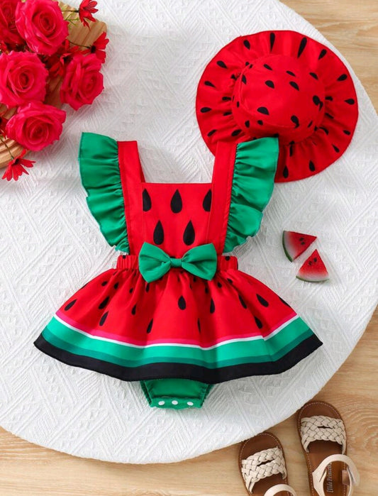 Conjunto vestibody más sombrerito sandía🍉
