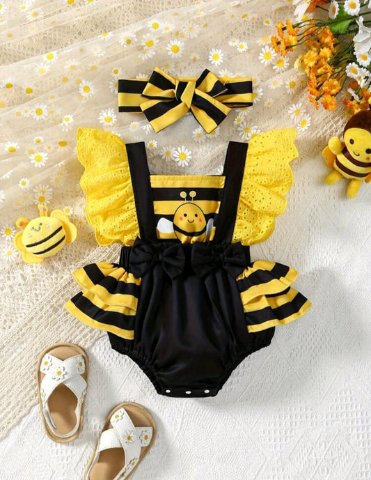 Conjunto vestibody más vincha, abejita🐝1034