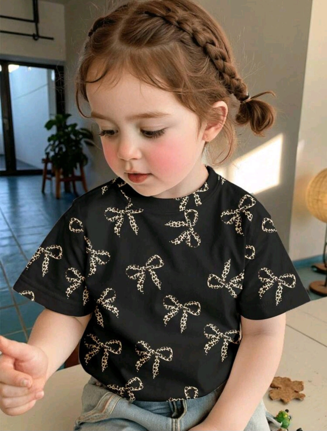 Remerita negra, diseño moñitos 🎀1032