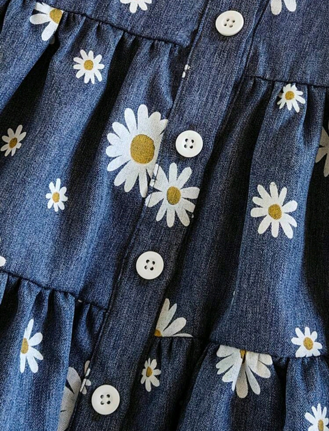 Vestido azul marino, margaritas🌸1027