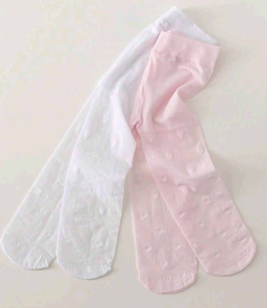 Media Fina, diseño corazones, rosa, blanco, 1059
