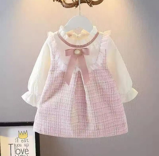 Vestido Rosa mangas largas🎀1175