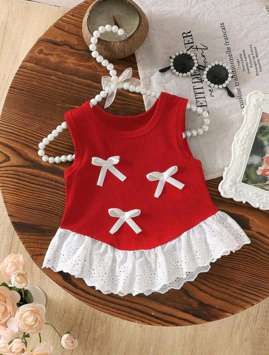 Blusa roja con moños blancos🎀❣️ 1168