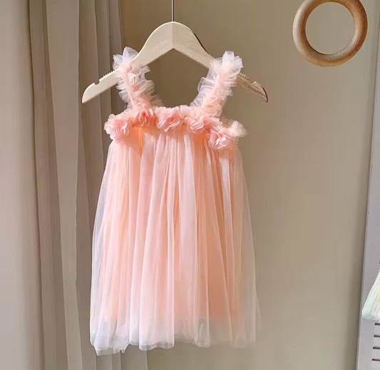 Vestido Rosa, salmón, flores 🌸 1192