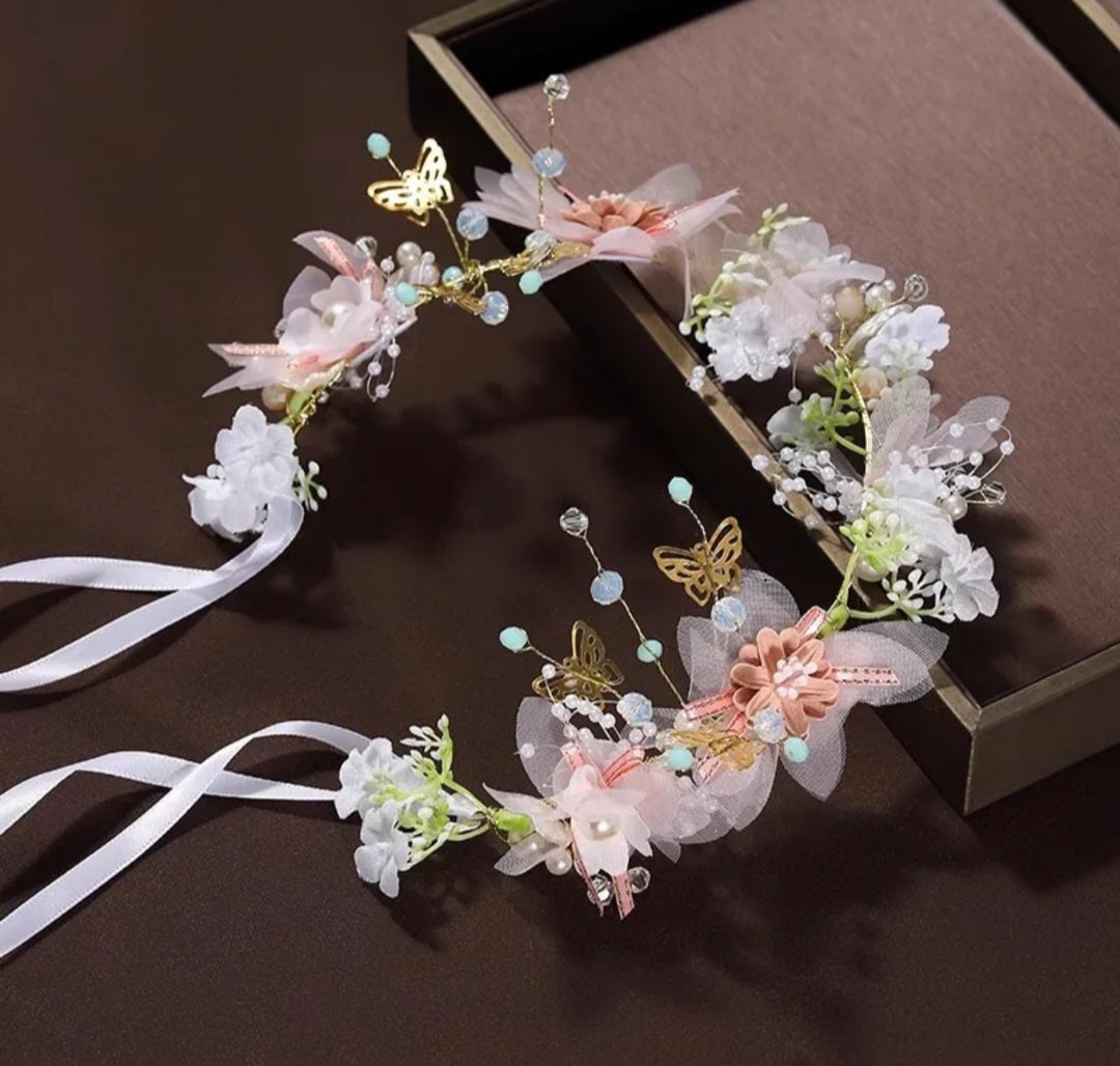 Corona, Tocado, mariposas, flores, bosque encantado 🦋💗✨1296