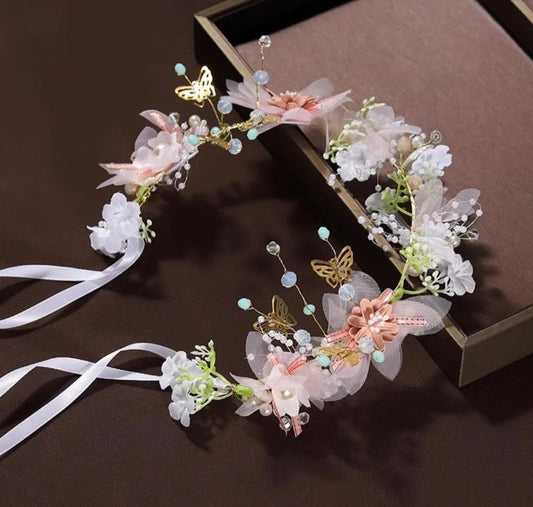 Corona, Tocado, mariposas, flores, bosque encantado 🦋💗✨1296