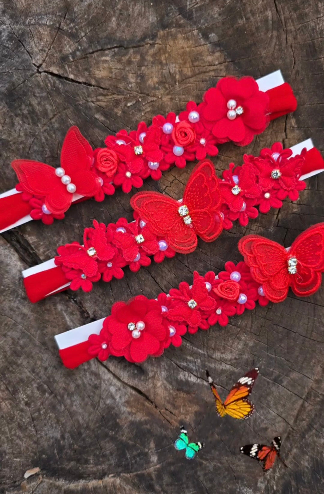 Tocado rojo mariposas❤️🦋 1447