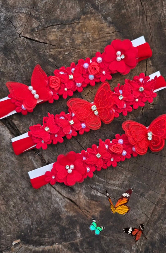 Tocado rojo mariposas❤️🦋 1447