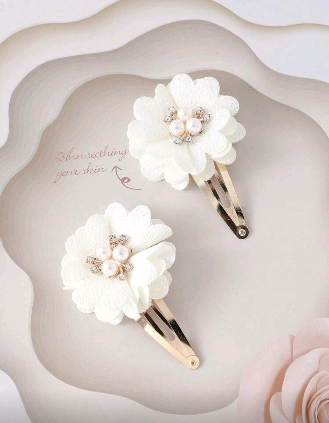 Hebillitas blancas de flores tipo bautismo🤍😇1516