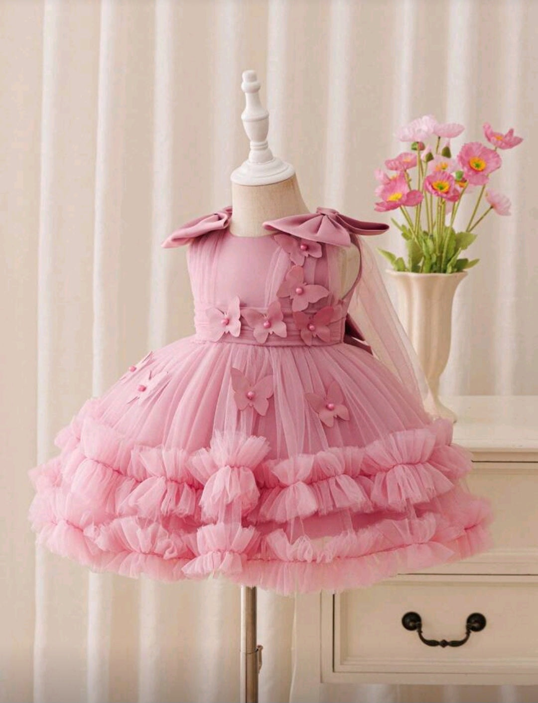 Vestido Rosa Vieja mariposas🦋🌸1534