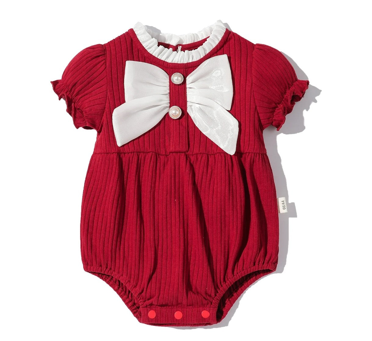 Body rojo con moño beige 🎀✨ 3361