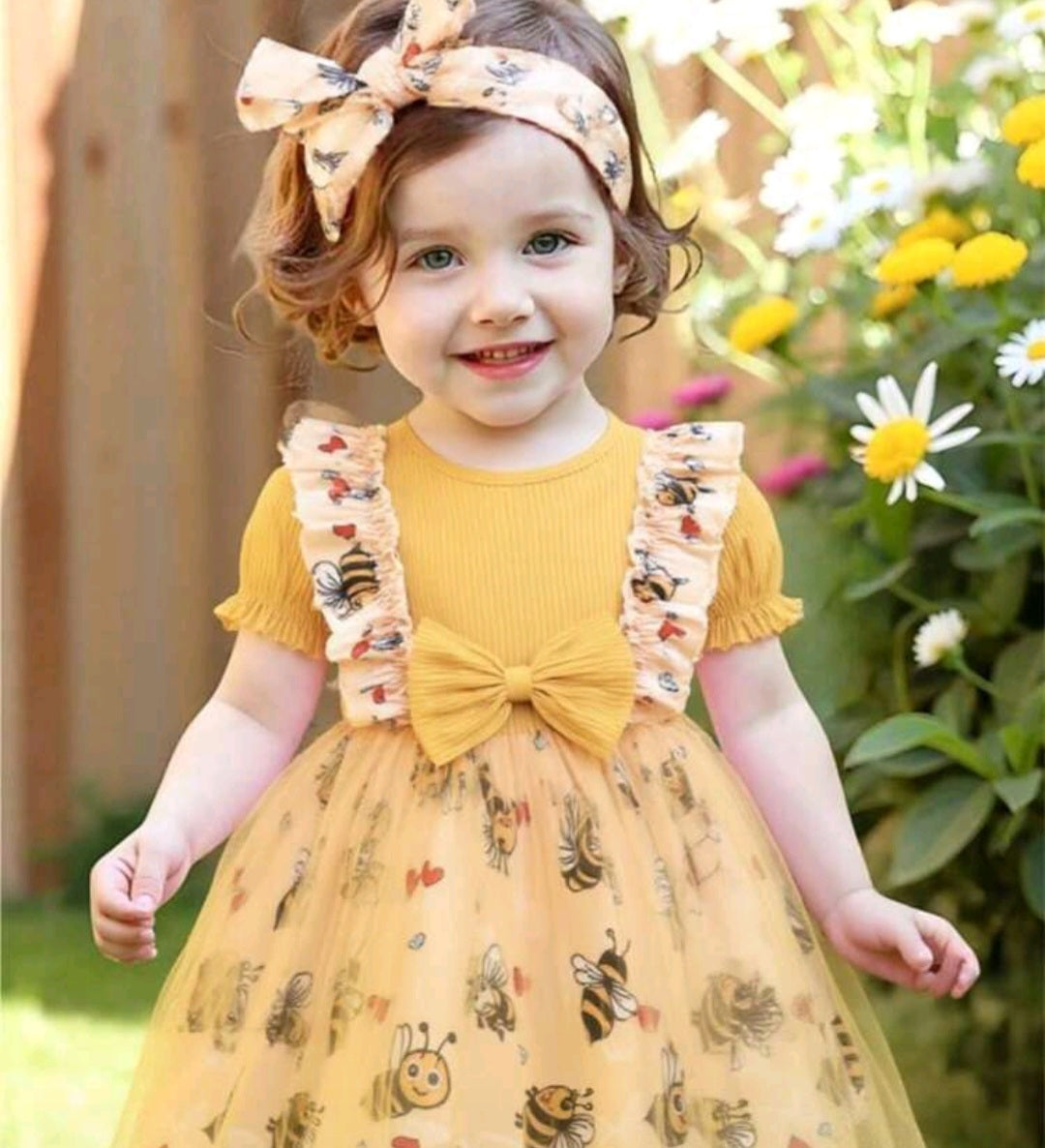 Vestido más vincha de abejita, Amarillo 💛🌼🐝☀️1578