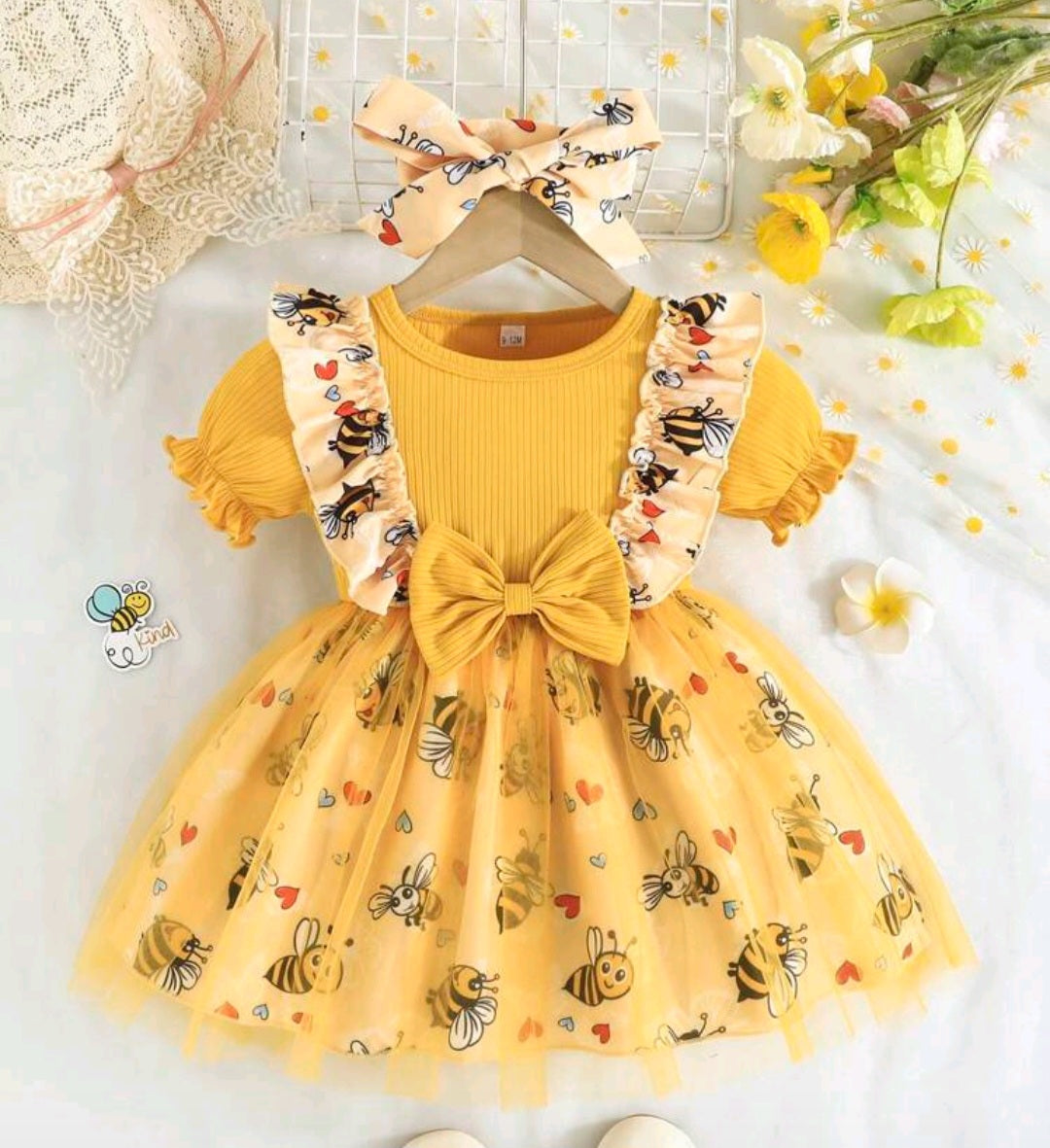 Vestido más vincha de abejita, Amarillo 💛🌼🐝☀️1578