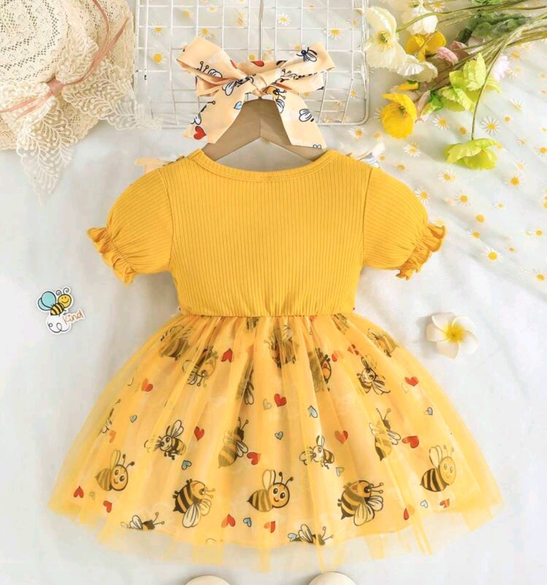 Vestido más vincha de abejita, Amarillo 💛🌼🐝☀️1578