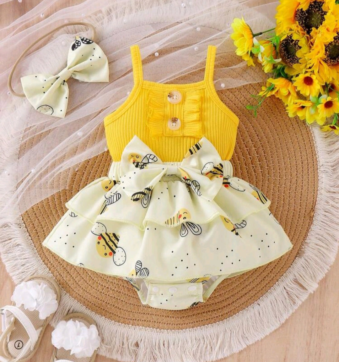 Vestibody más vincha, abejita, amarillo 💛🐝🌼1577