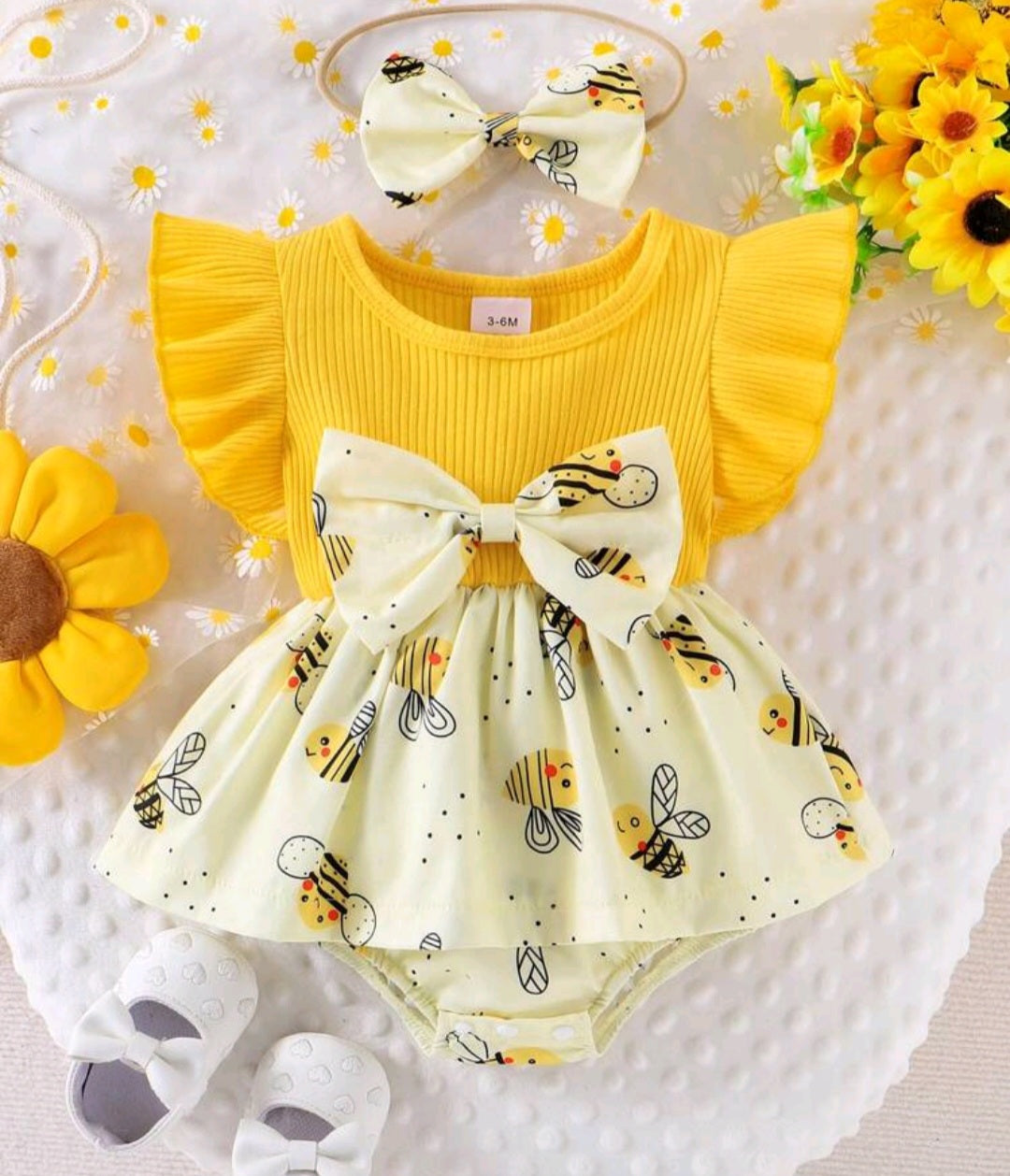 Vestibody más vincha, abejita, amarillo 💛🌼☀️🐝 1579