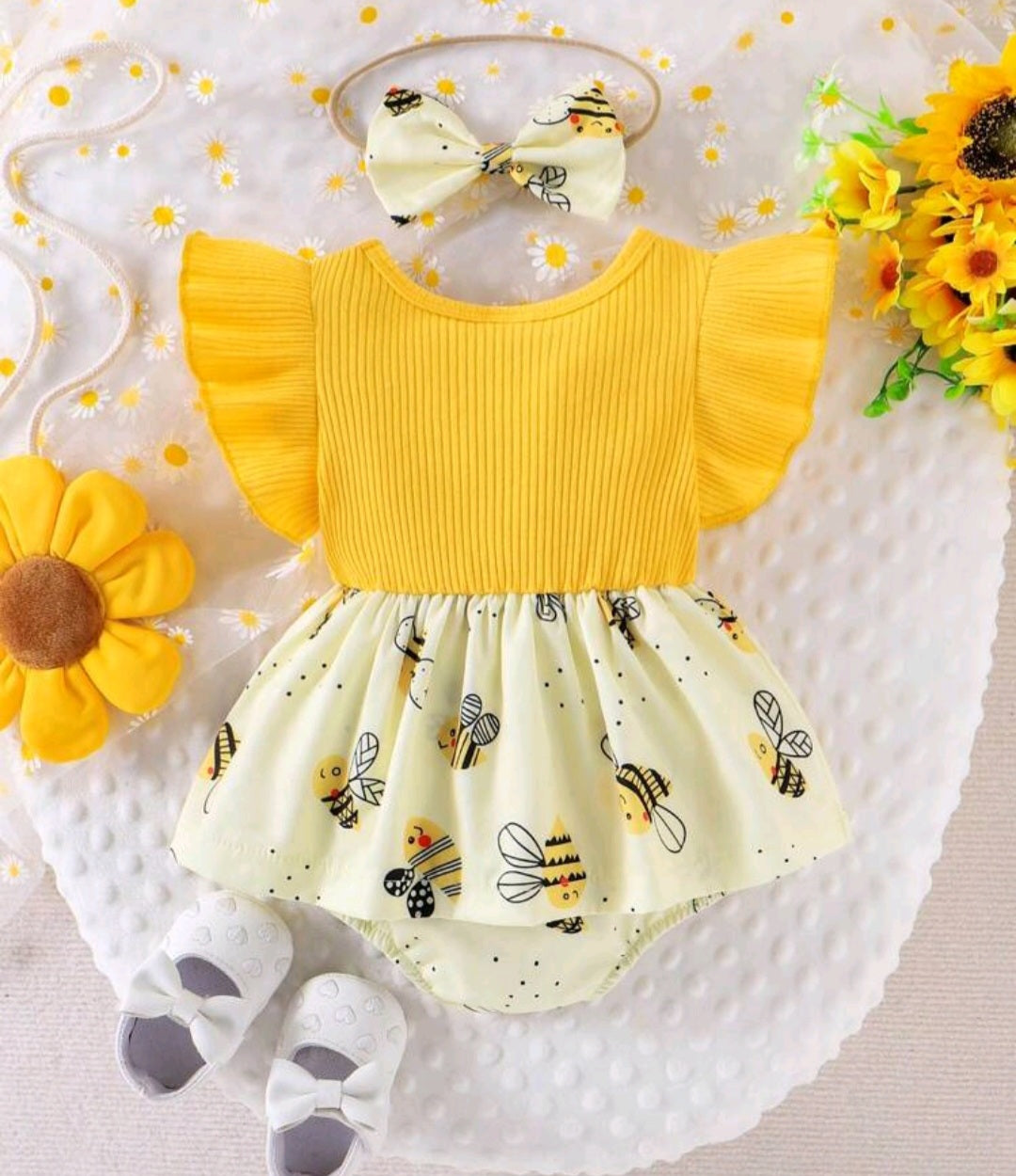 Vestibody más vincha, abejita, amarillo 💛🌼☀️🐝 1579