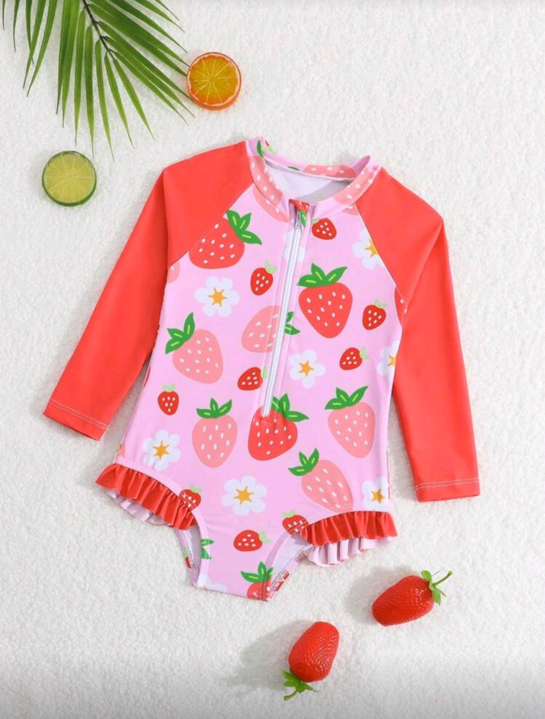 Trajes de baño ☀️ enterizo mangas largas, frutillas 🍓 1583