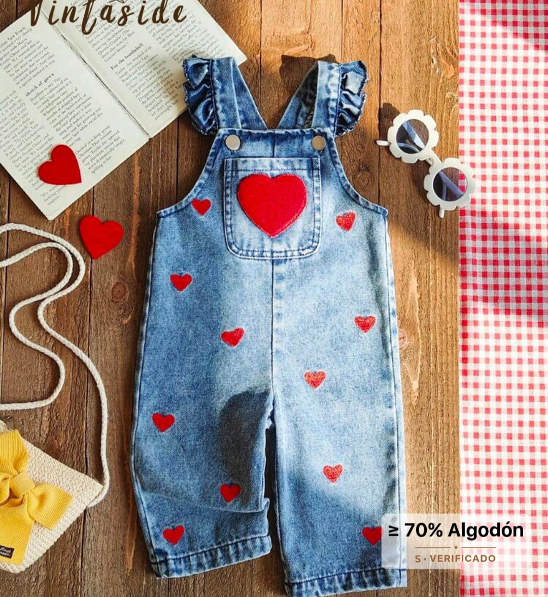 Jardinerita de Jeans con corazones ❤️♥️❣️1596
