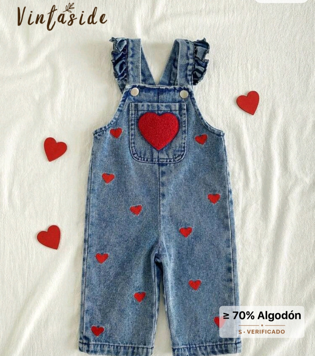 Jardinerita de Jeans con corazones ❤️♥️❣️1596