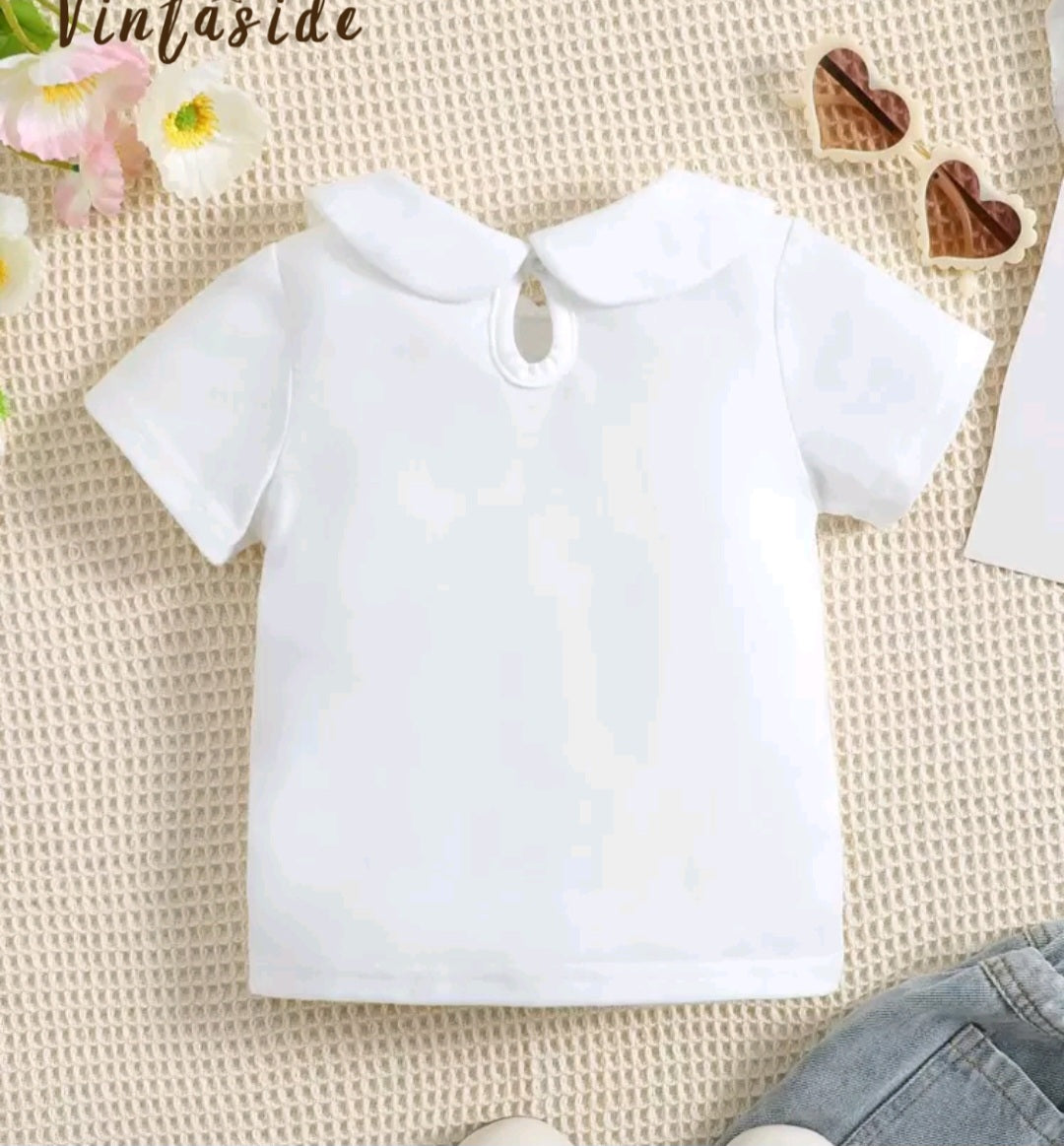 Remerita Básica ,blusa blanca con cuello 🤍1597