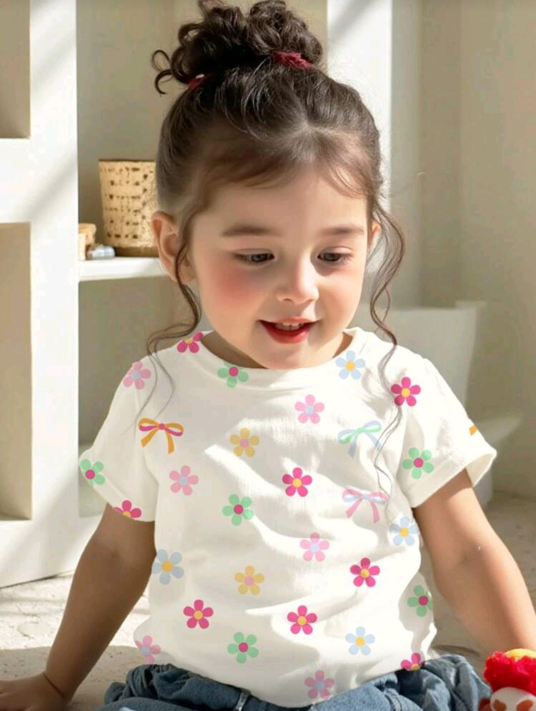 Remerita blanca con flores 🌸🌼1599