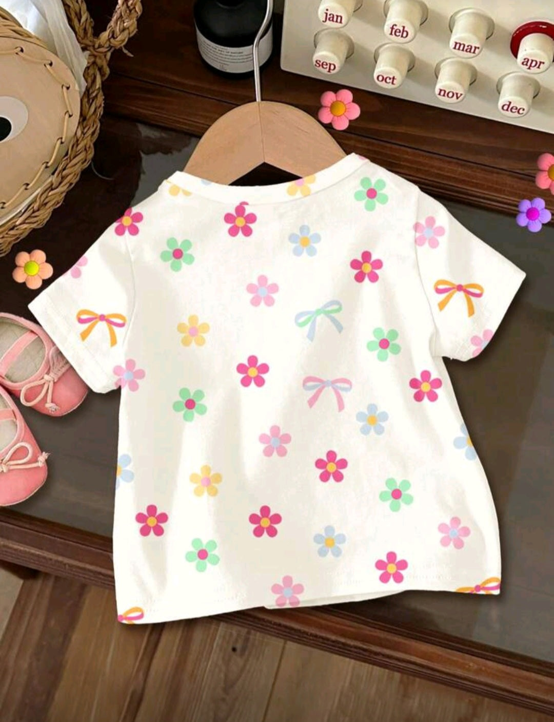 Remerita blanca con flores 🌸🌼1599