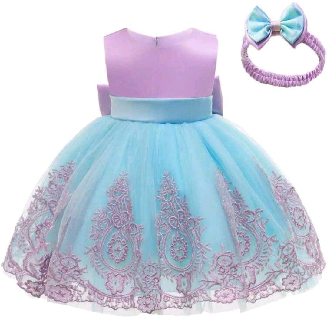 Vestido Celeste con lila, sirena, fondo de mar 2010