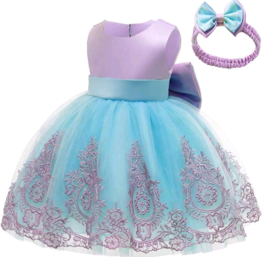 Vestido Celeste con lila, sirena, fondo de mar 2010