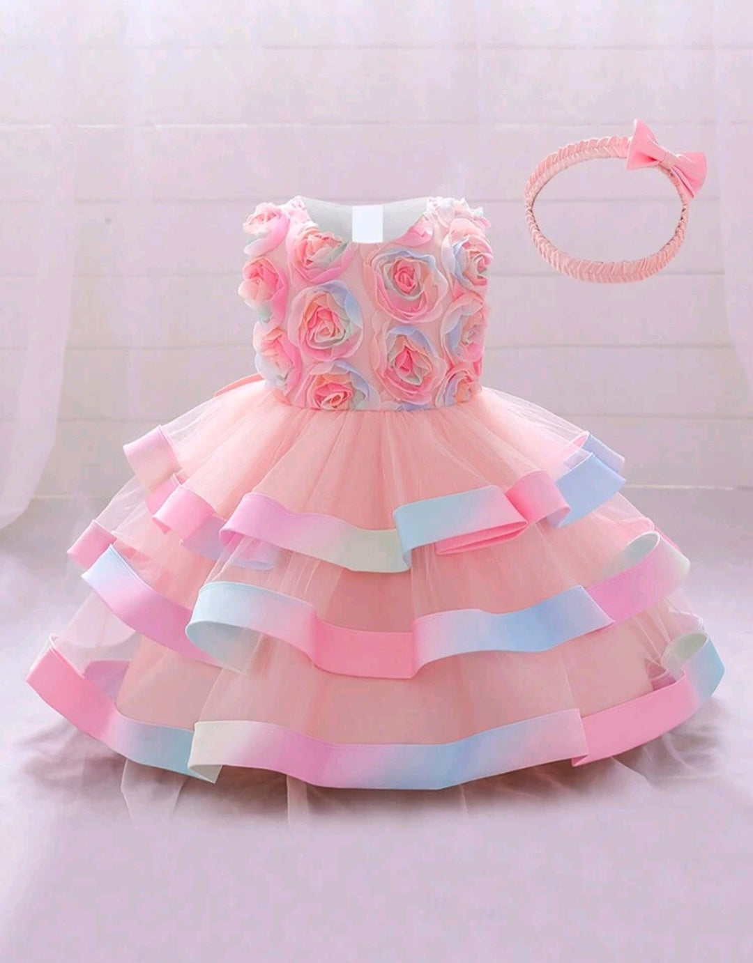 Promo‼️ Vestido Rosa, Arcoíris, multicolor 1675R