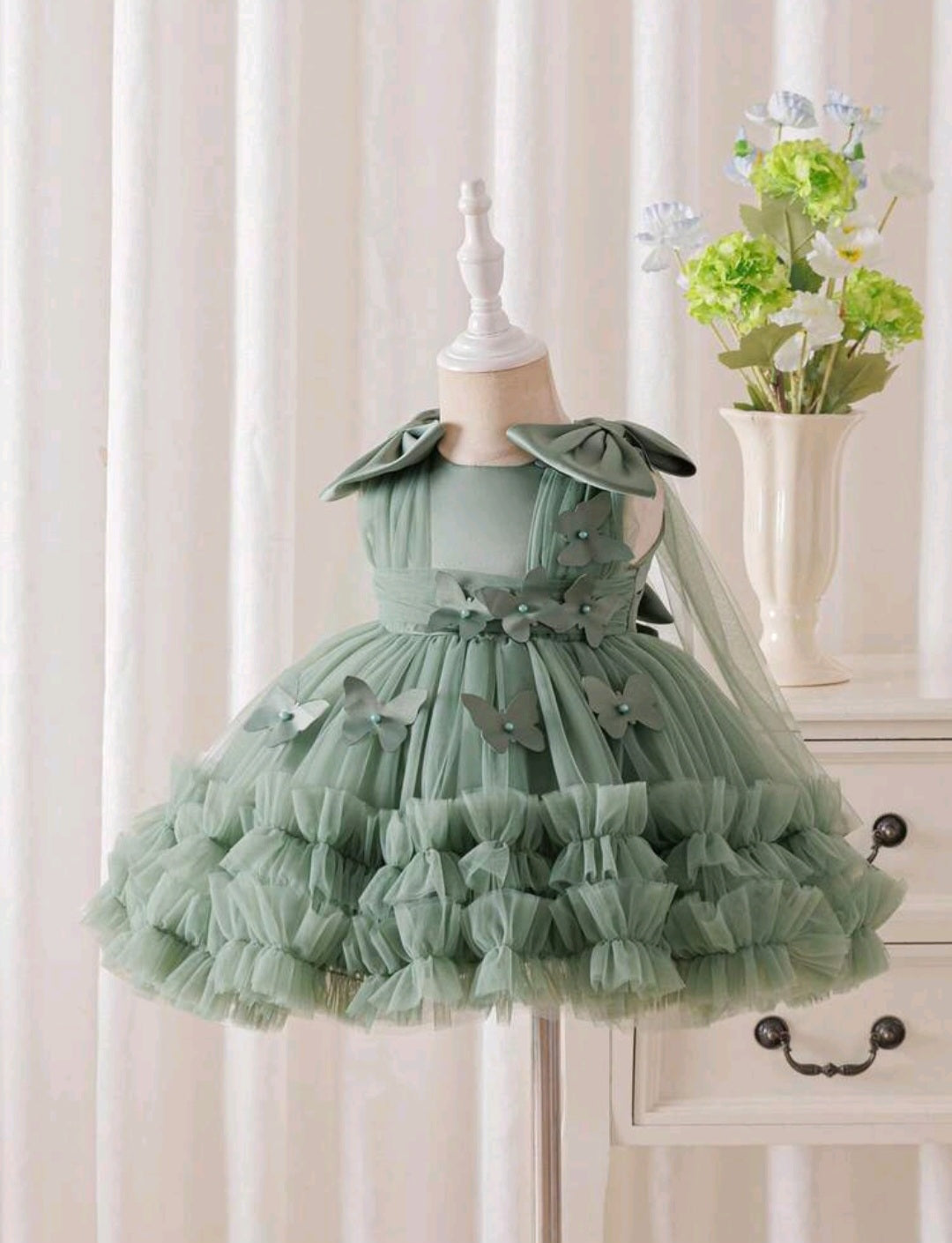 Vestido Verde mariposas🍀2630