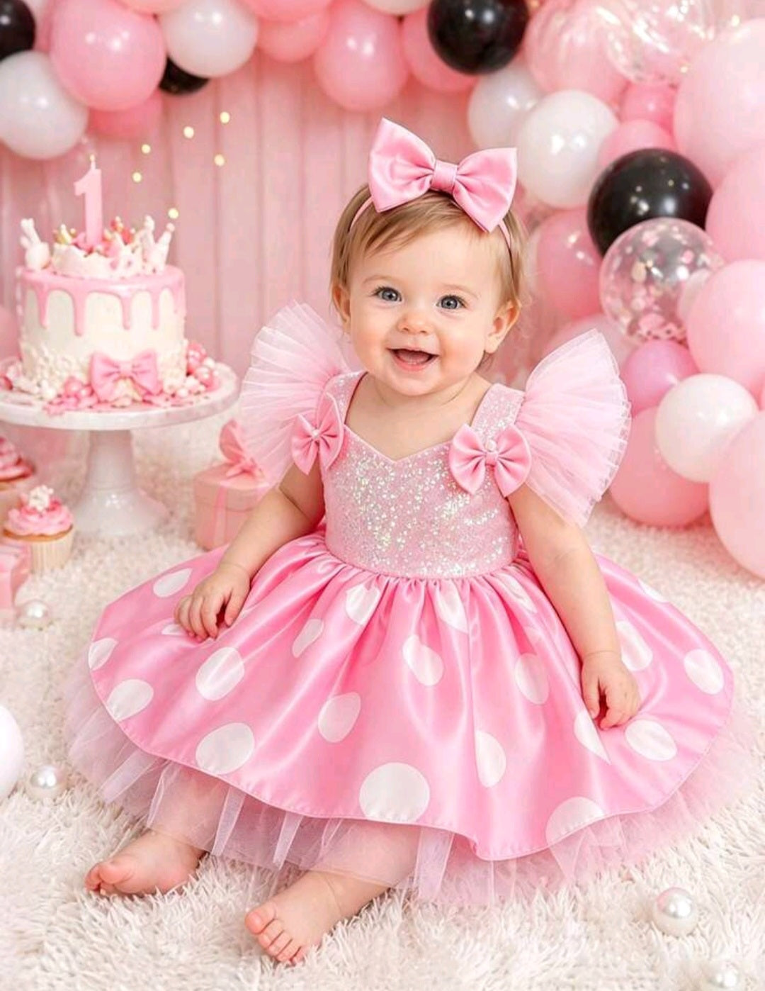 Vestido Rosa Minnie🎀3381