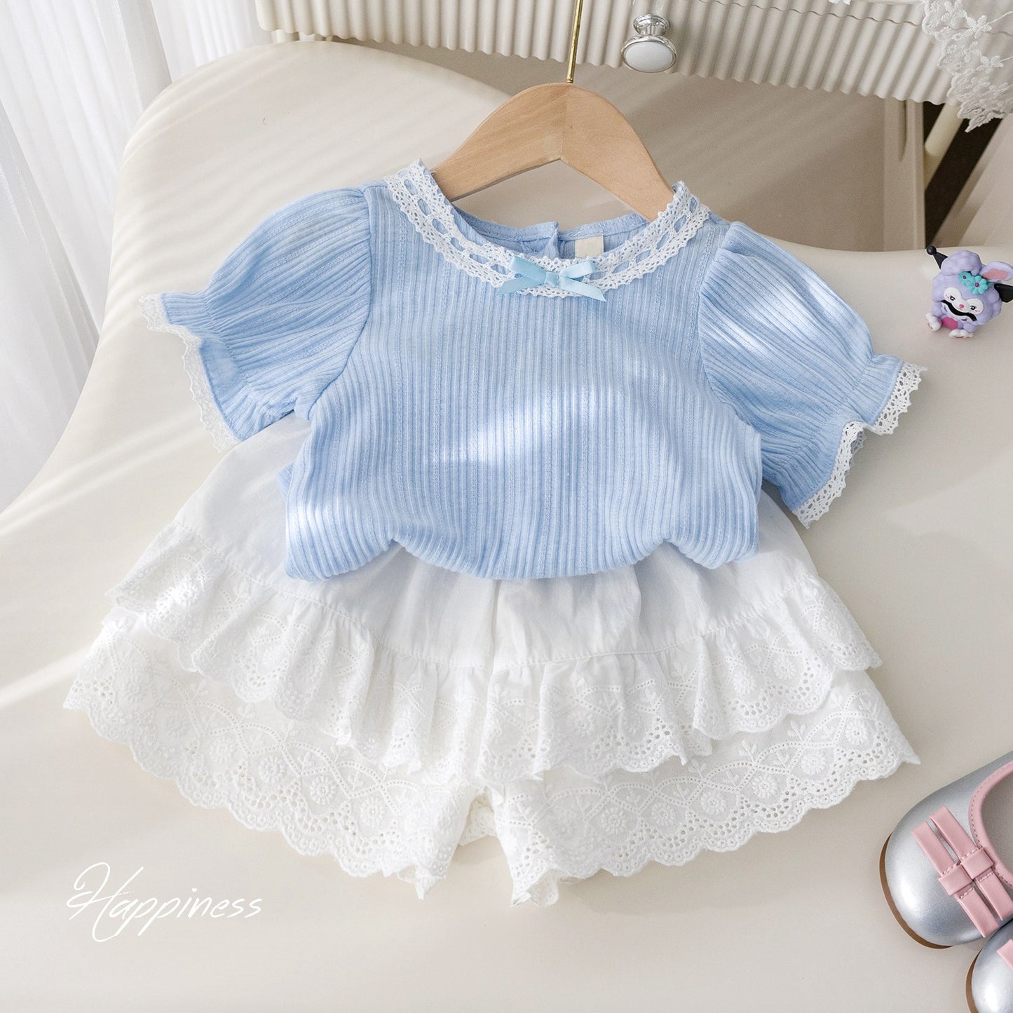 Conjunto blusa mas pollerita celeste🩵1117