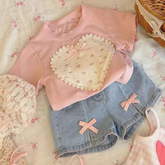 Conjunto remerita mas short de jeans 🎀💕1119
