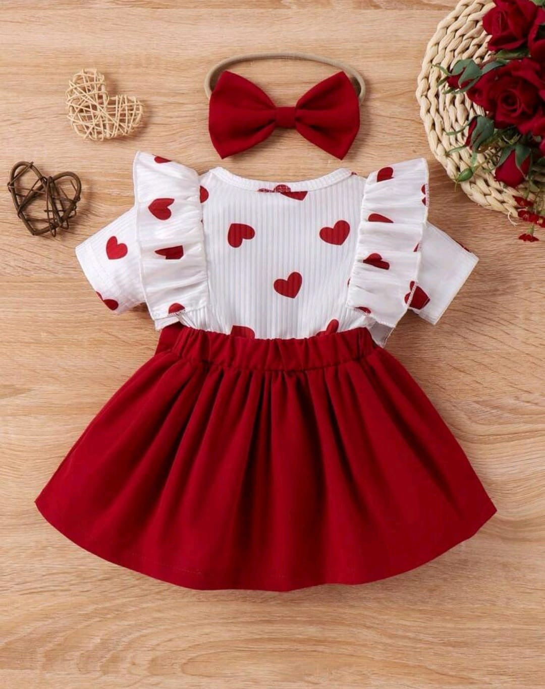 Vestido, blanco con bordó, corazones♥️3383