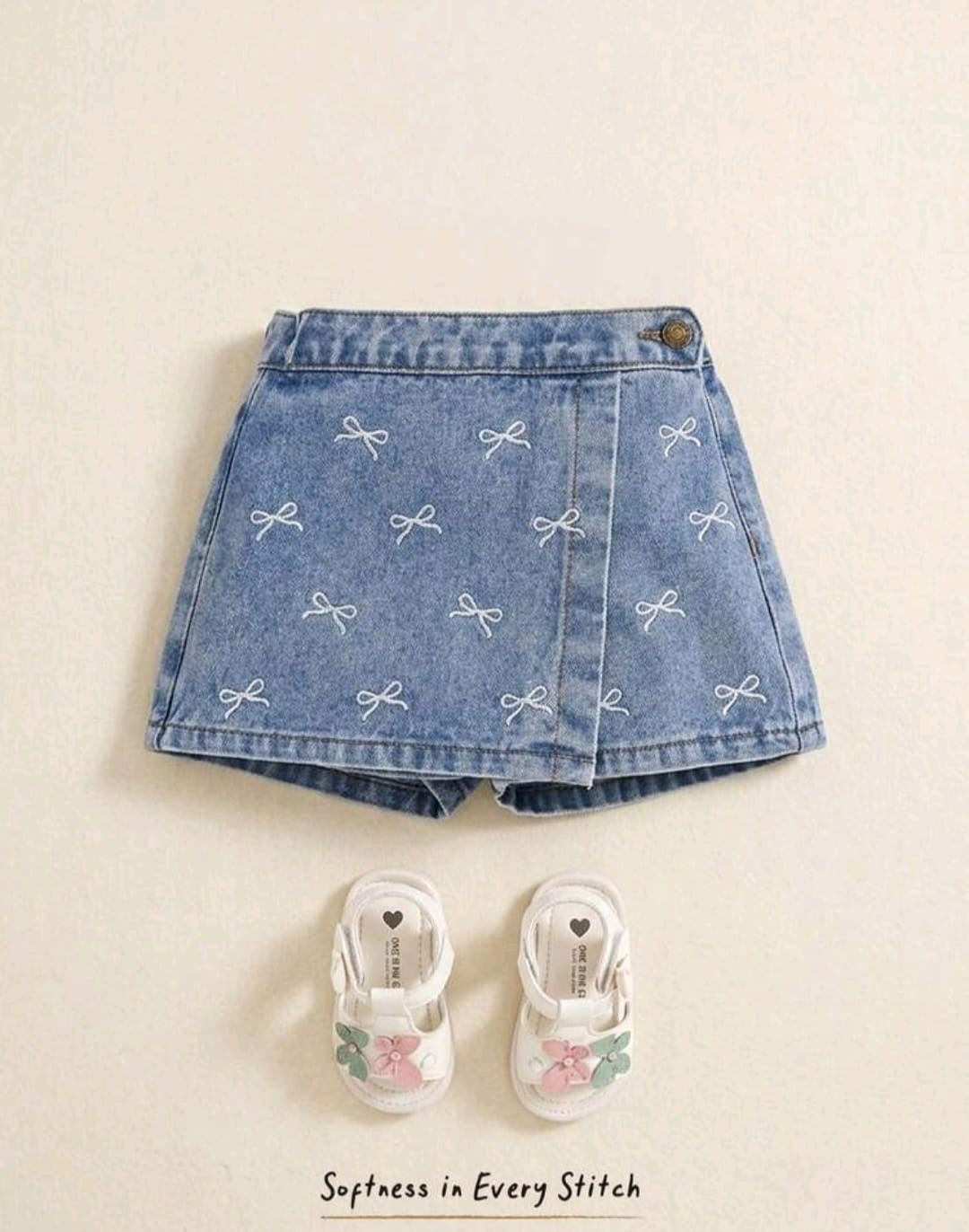 Short pollera de jeans con moñitos 💙🎀 3606