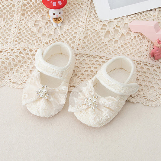 Calzado, zapatito beige de tela, perlas ✨ 3531
